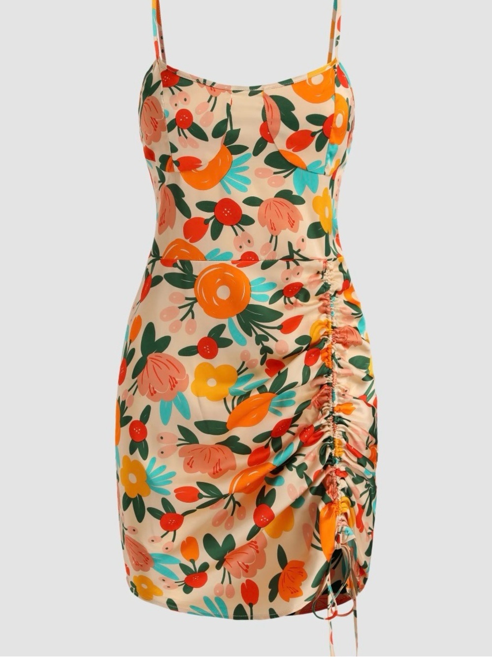 Cider Floral Ruched Corset Cami Dress Size L